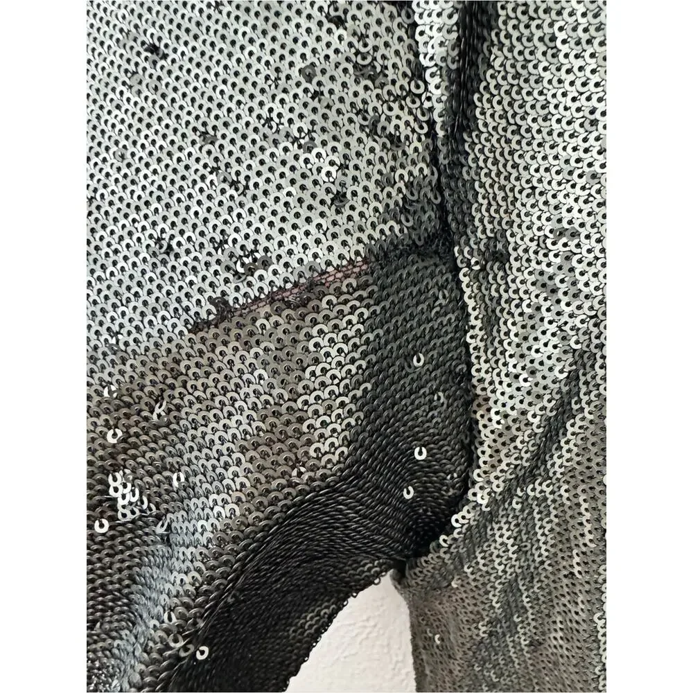 Free People Sequin Mini Dress Size Medium Silver Black Batwing Flawed AS-IS